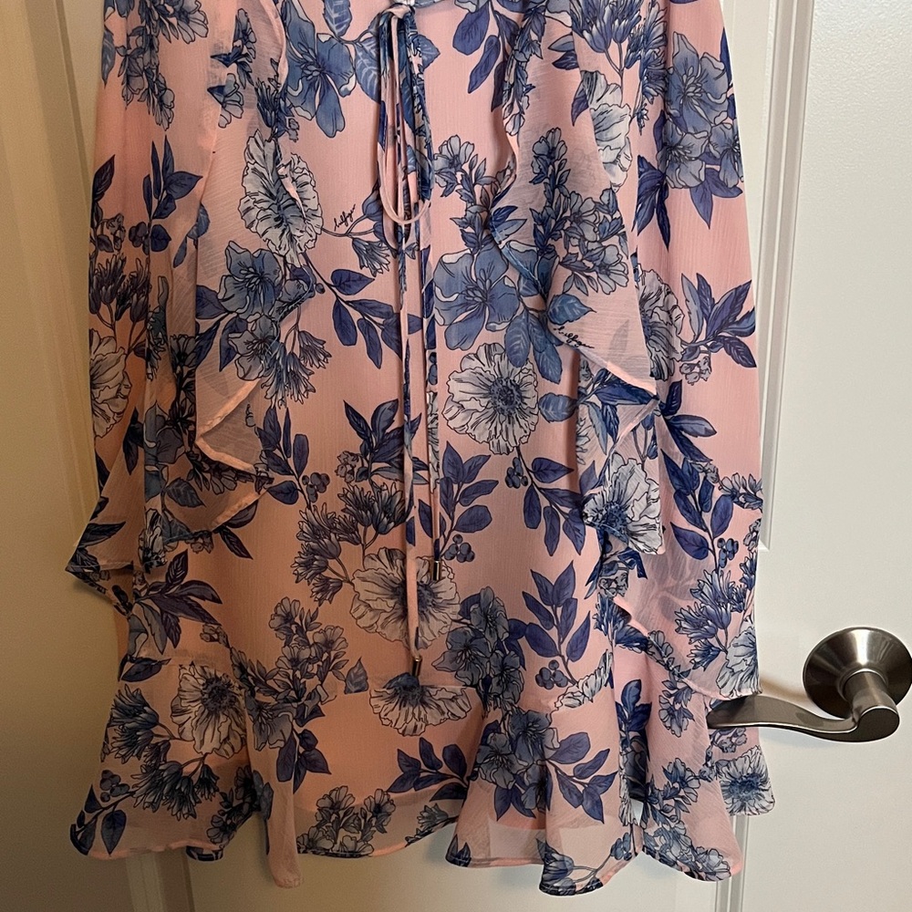 Tommy Hilfiger Pink & Blue Floral Ruffle Midi Dress - Picture 4 of 5